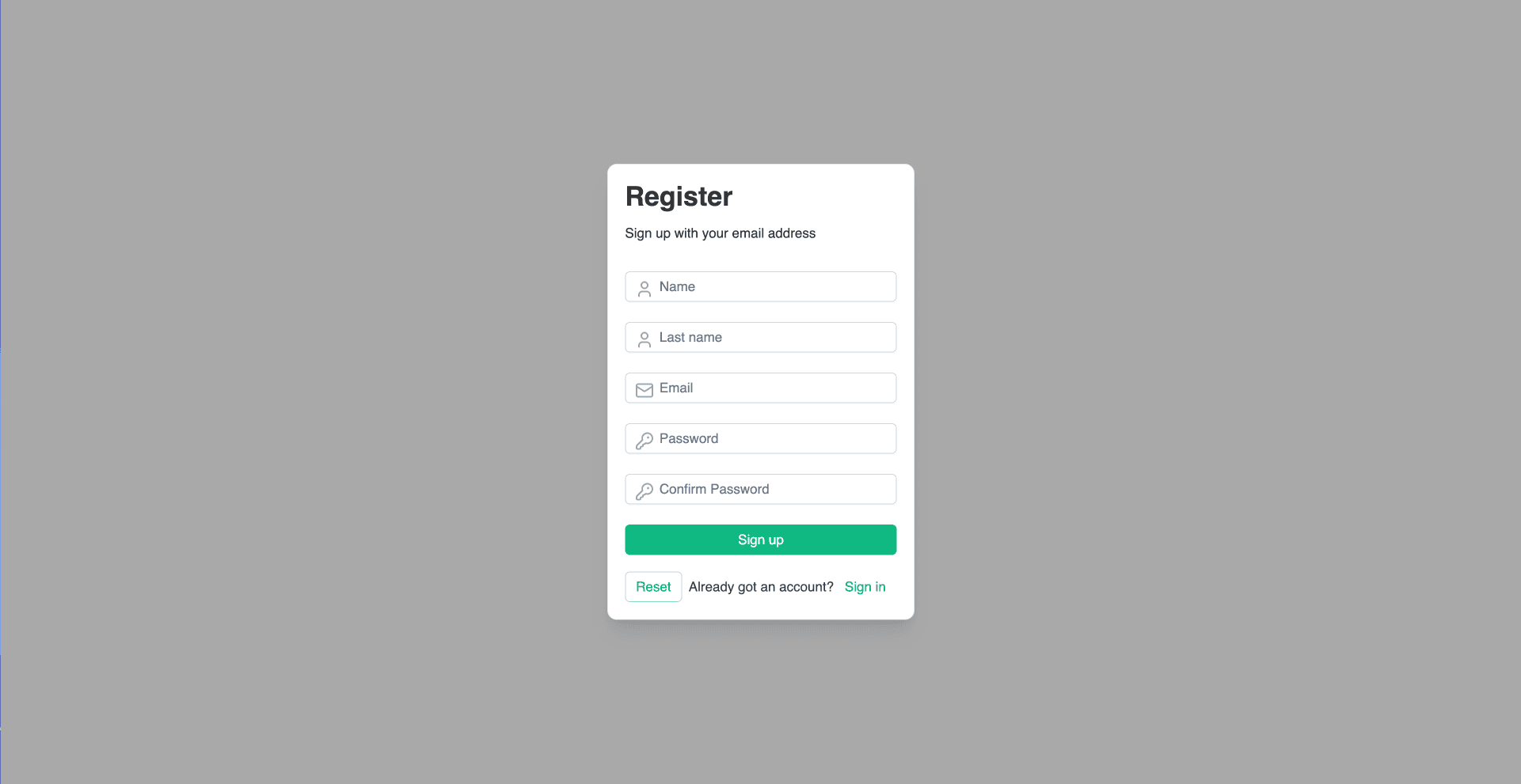 Sign in form